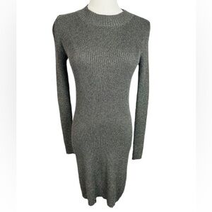 Madewell Metallic Charcoal Long Sleeve Sweater Dress Size XXS